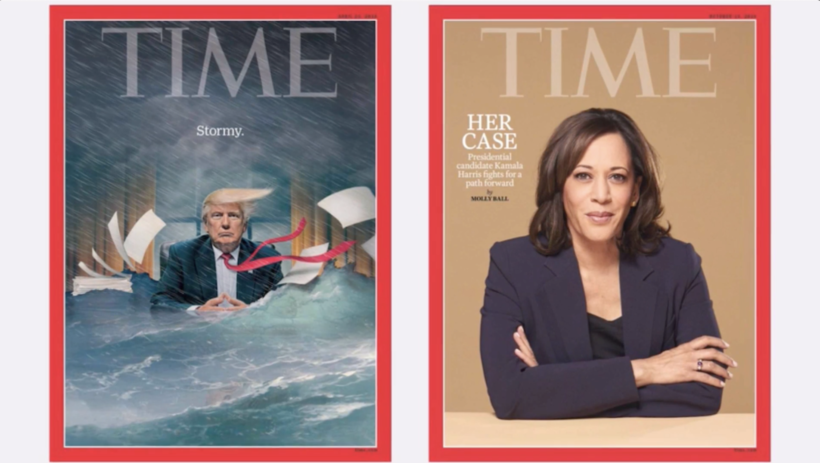 Trump harris time cover